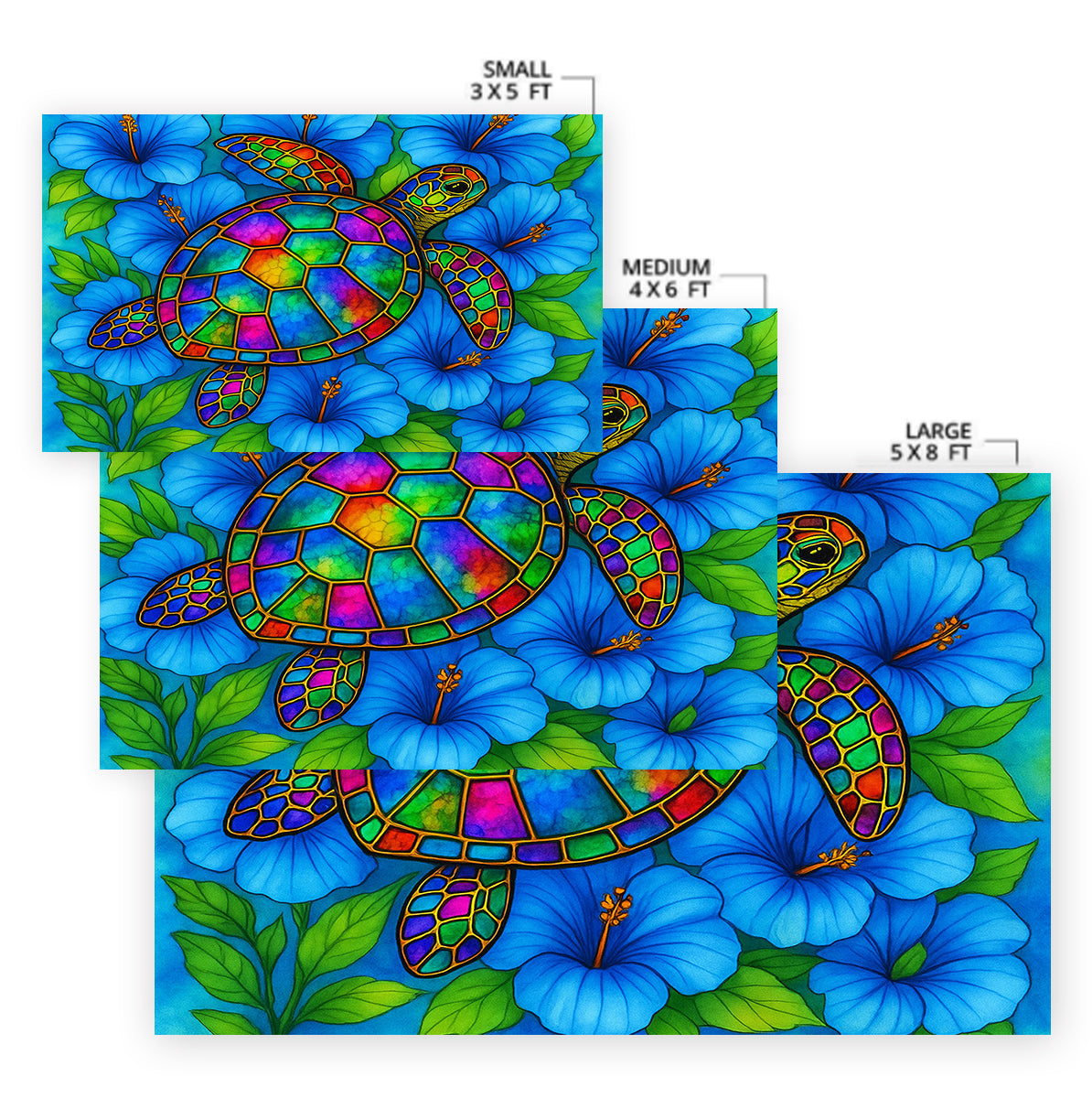 Hibiscus Sea Turtle Area Rug