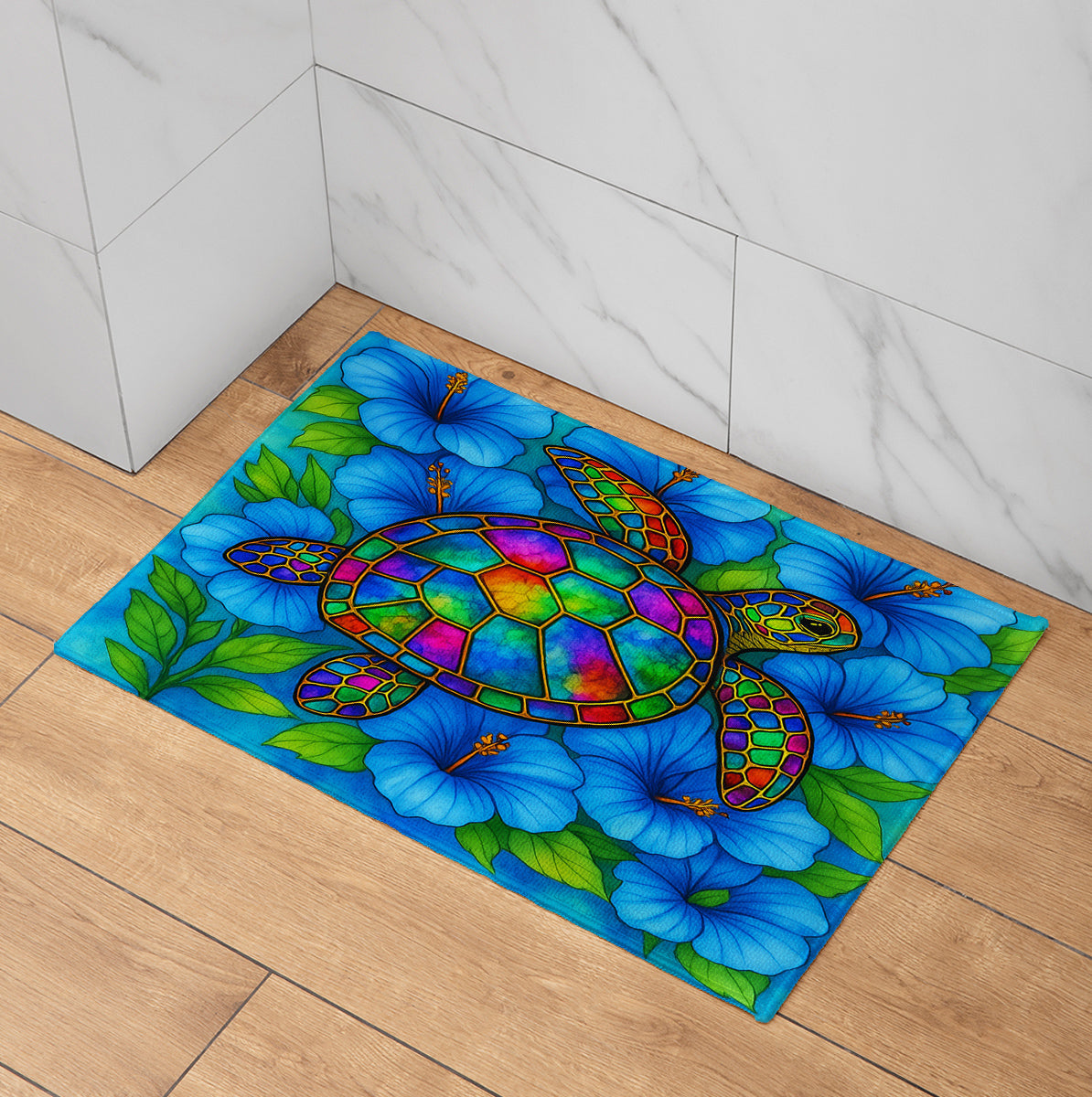Hibiscus Sea Turtle Bath Mat
