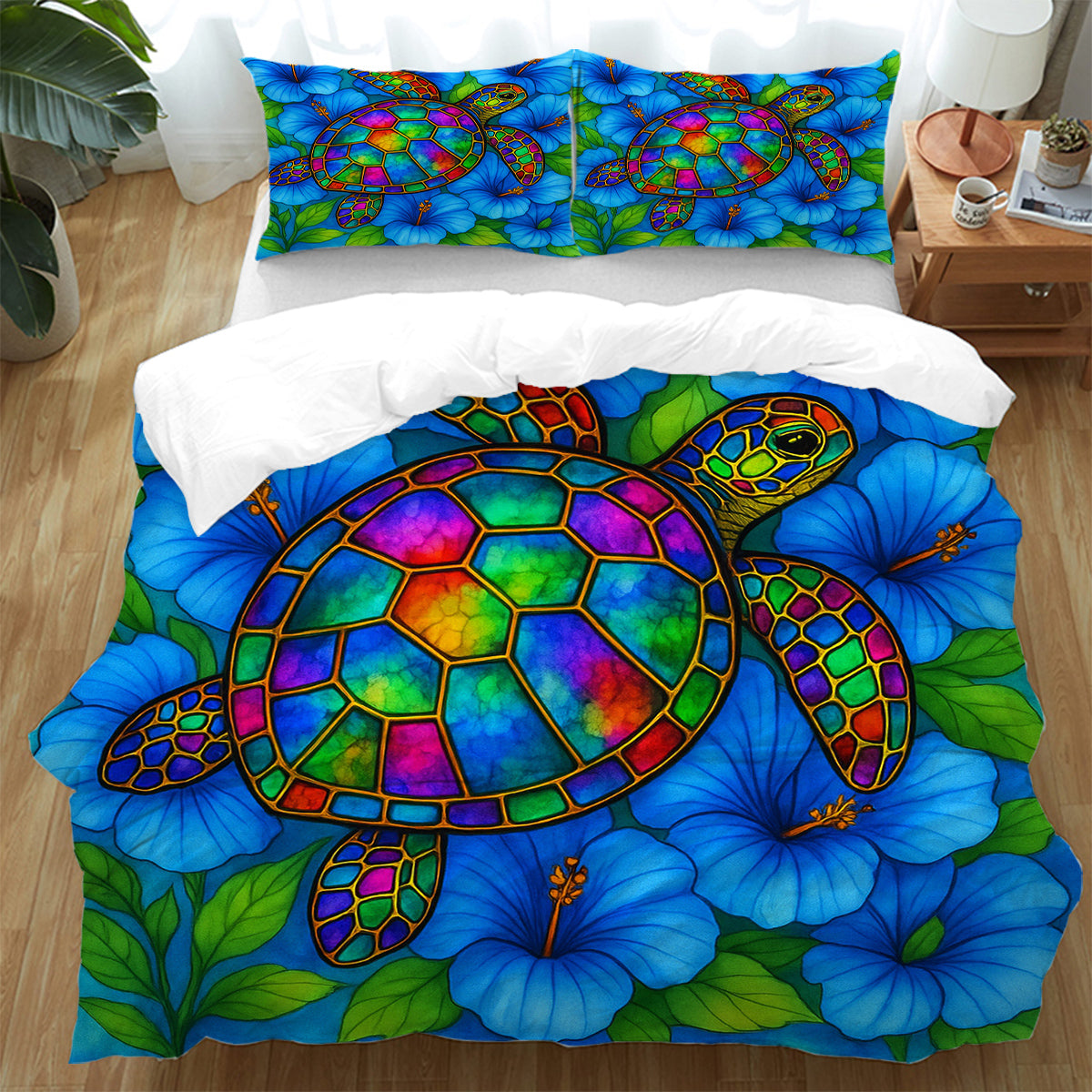 Hibiscus Sea Turtle Duvet Cover Set