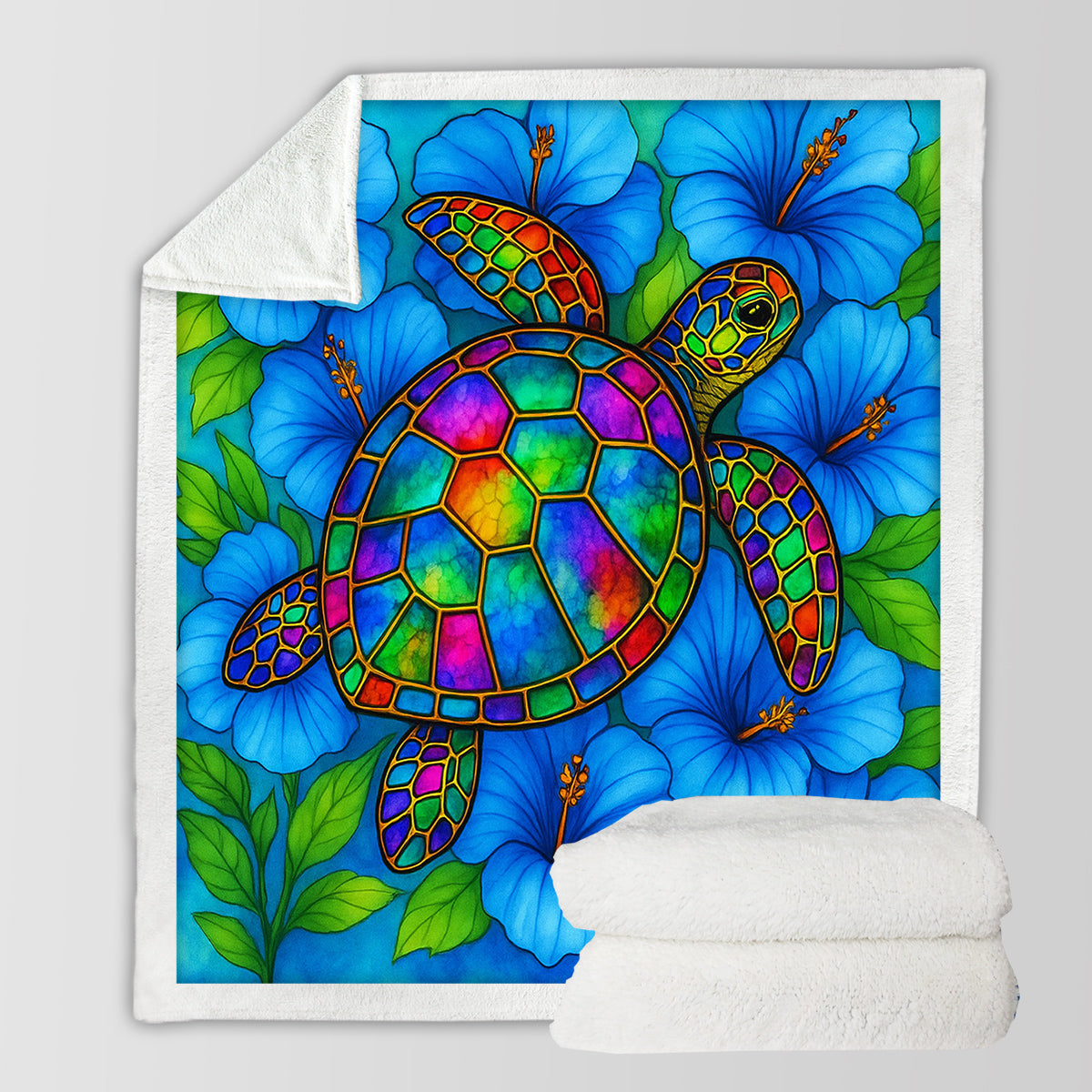 Hibiscus Sea Turtle Bedspread Blanket