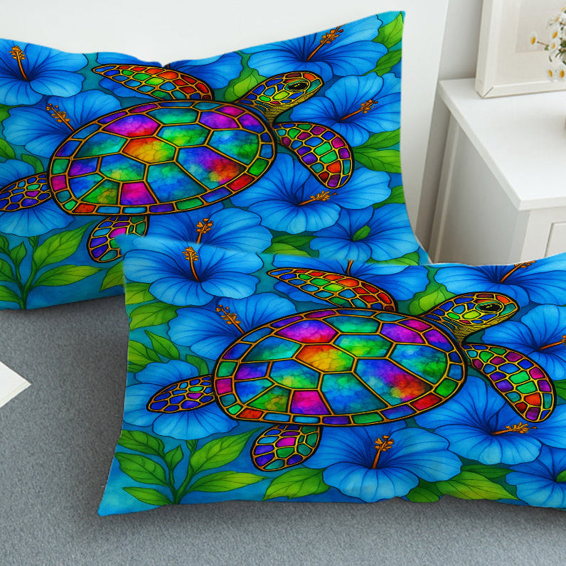 Hibiscus Sea Turtle Duvet Cover Set