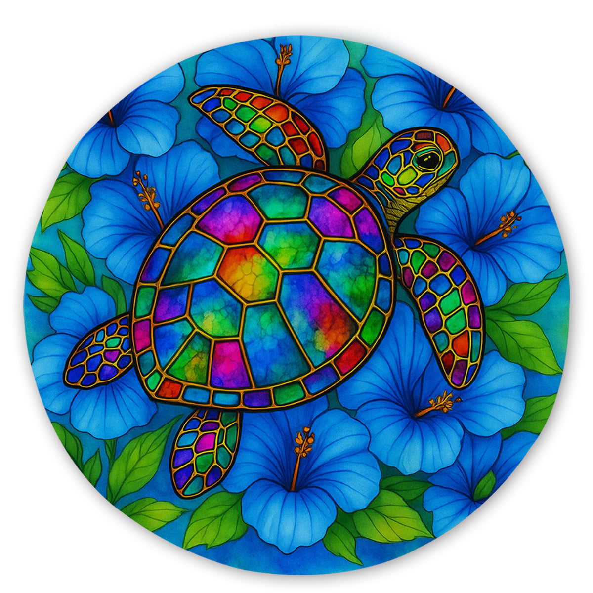 Hibiscus Sea Turtle Round Sand-Free Towel