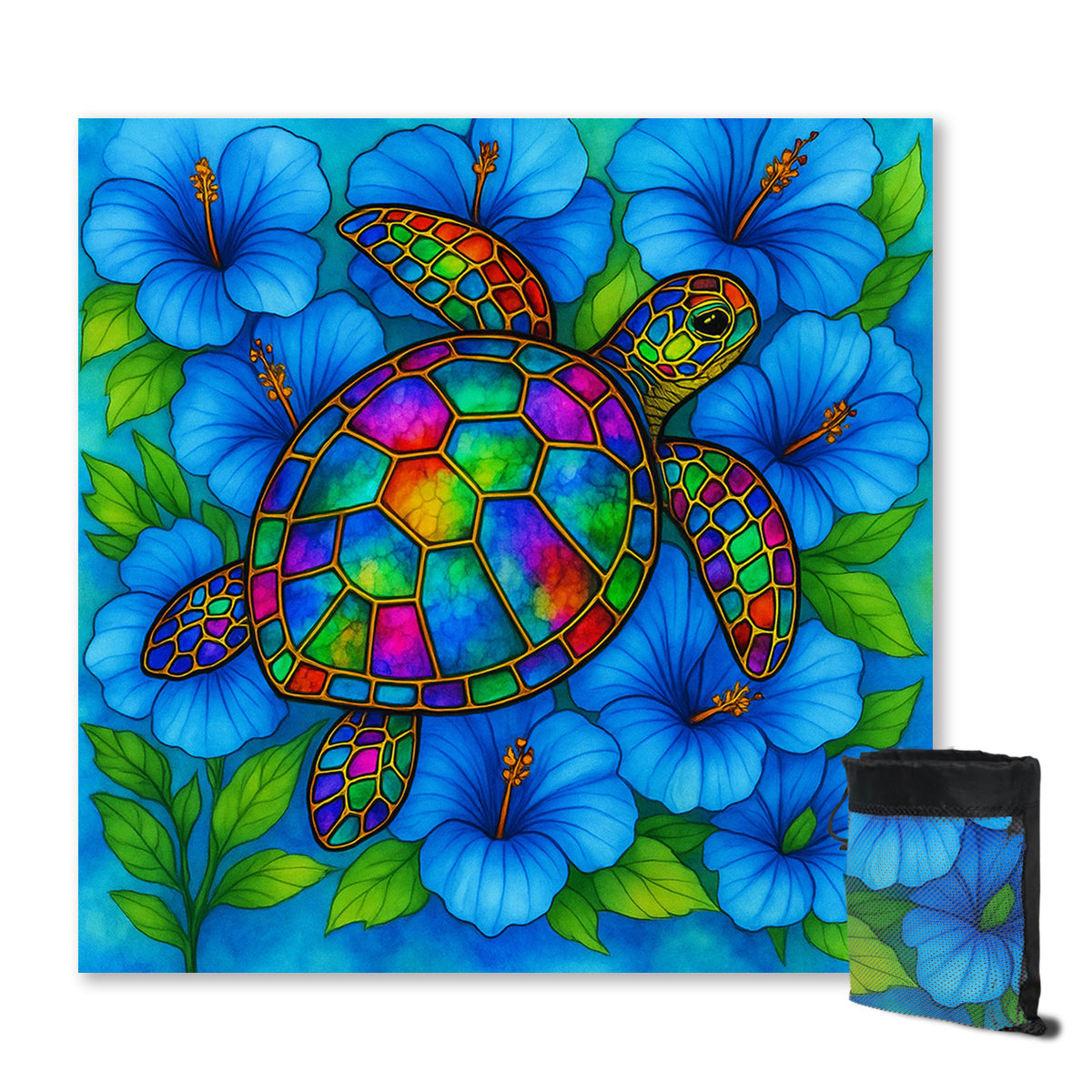 Hibiscus Sea Turtle Sand Free Towel