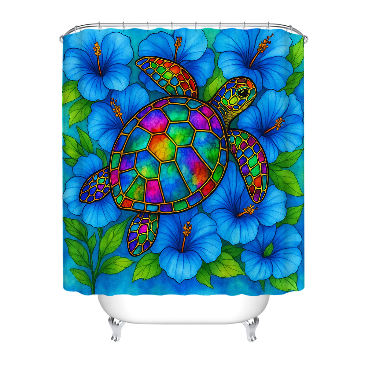 Hibiscus Sea Turtle Shower Curtain