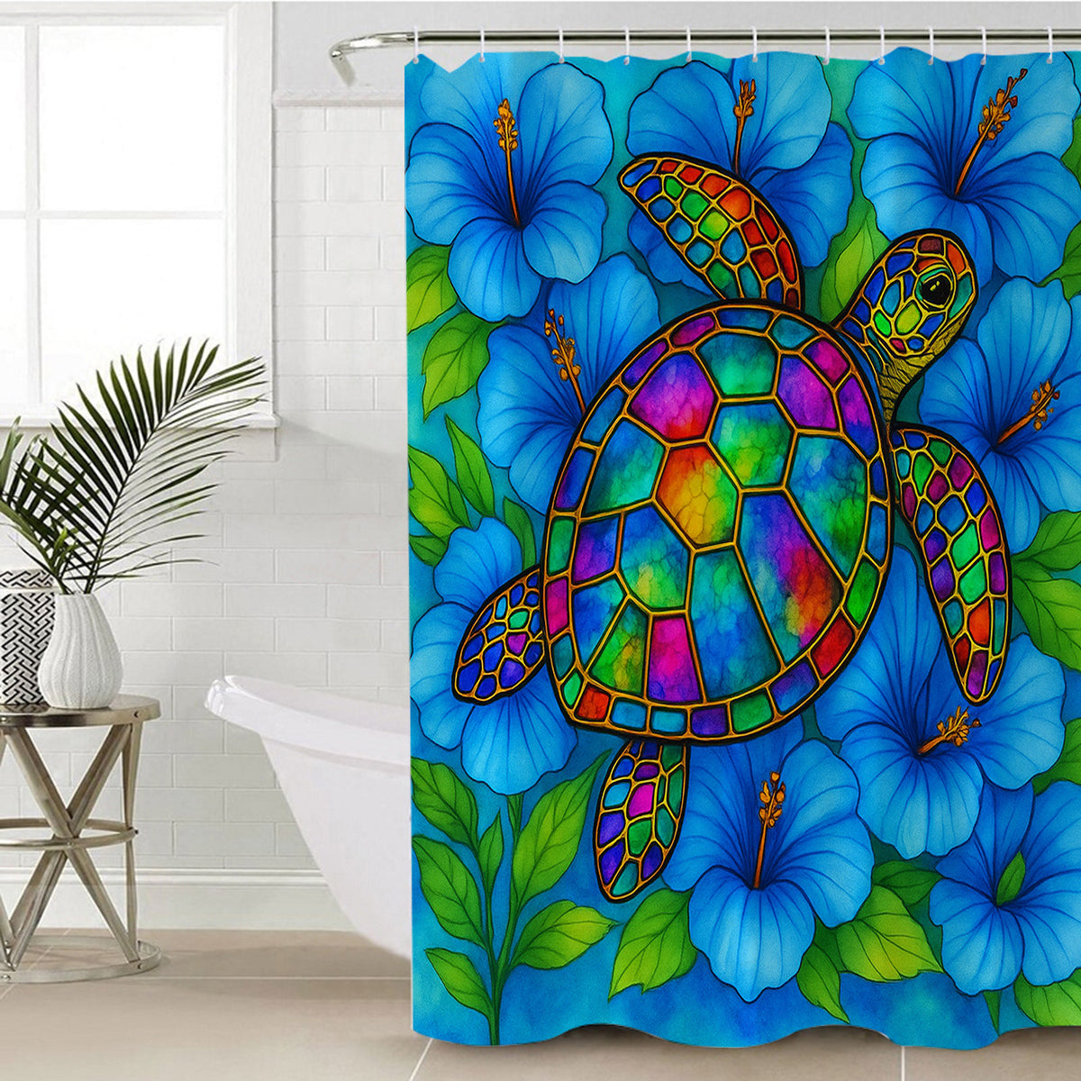 Hibiscus Sea Turtle Shower Curtain