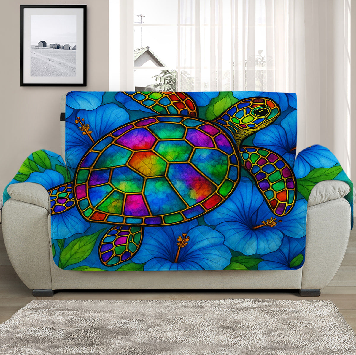 Hibiscus Sea Turtle Sofa Cover