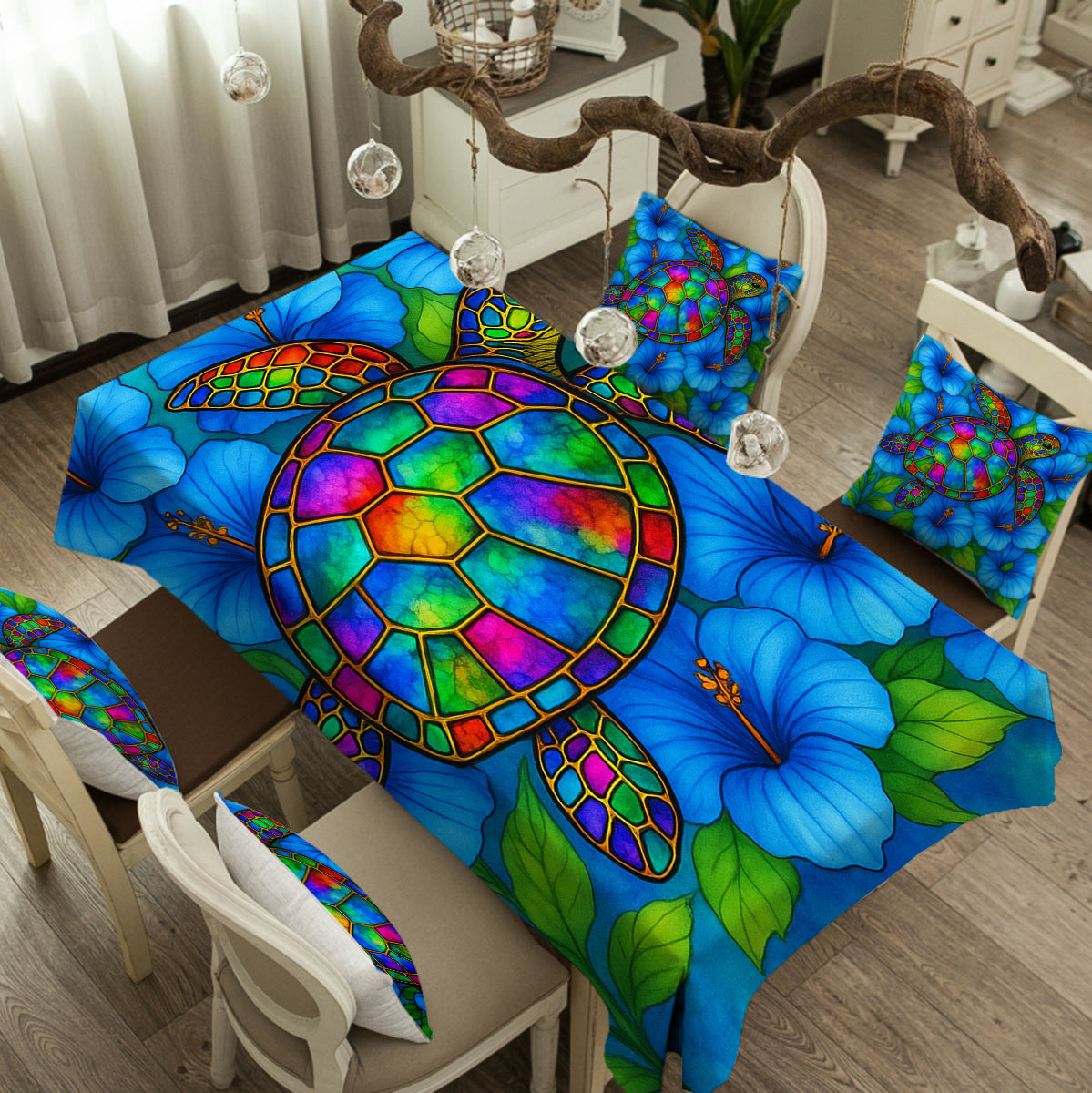 Hibiscus Sea Turtle Tablecloth