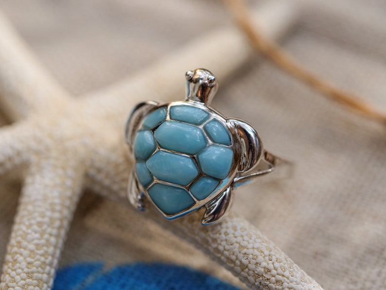 Caribbean Larimar Sea Turtle Jewelry Set