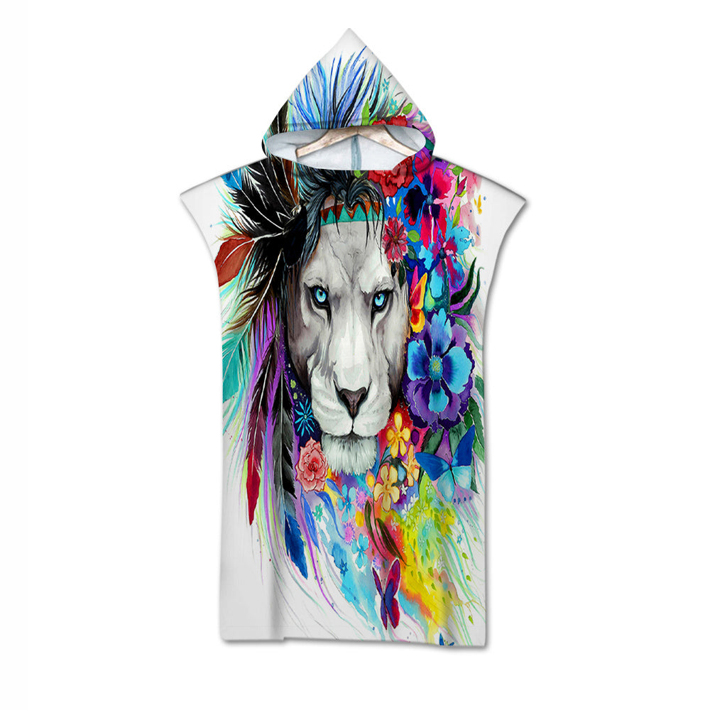 Lion Vibes Quick-Dry Hooded Poncho Towel