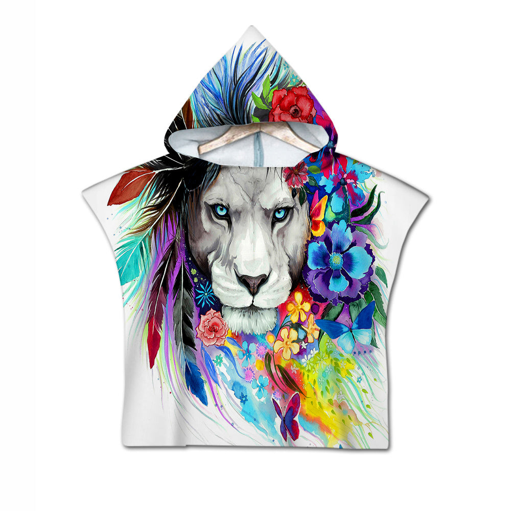 Lion Vibes Quick-Dry Hooded Poncho Towel