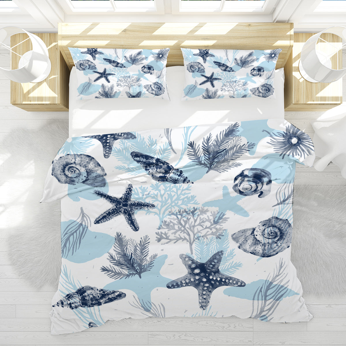 Ocean Blues Reversible Bedcover Set