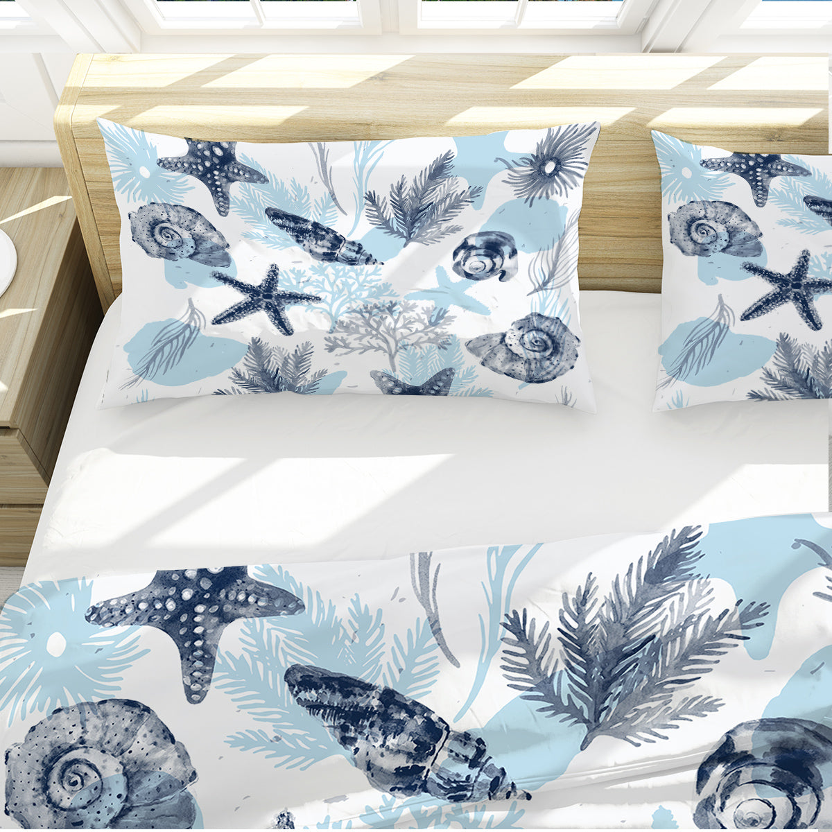 Ocean Blues Reversible Bedcover Set