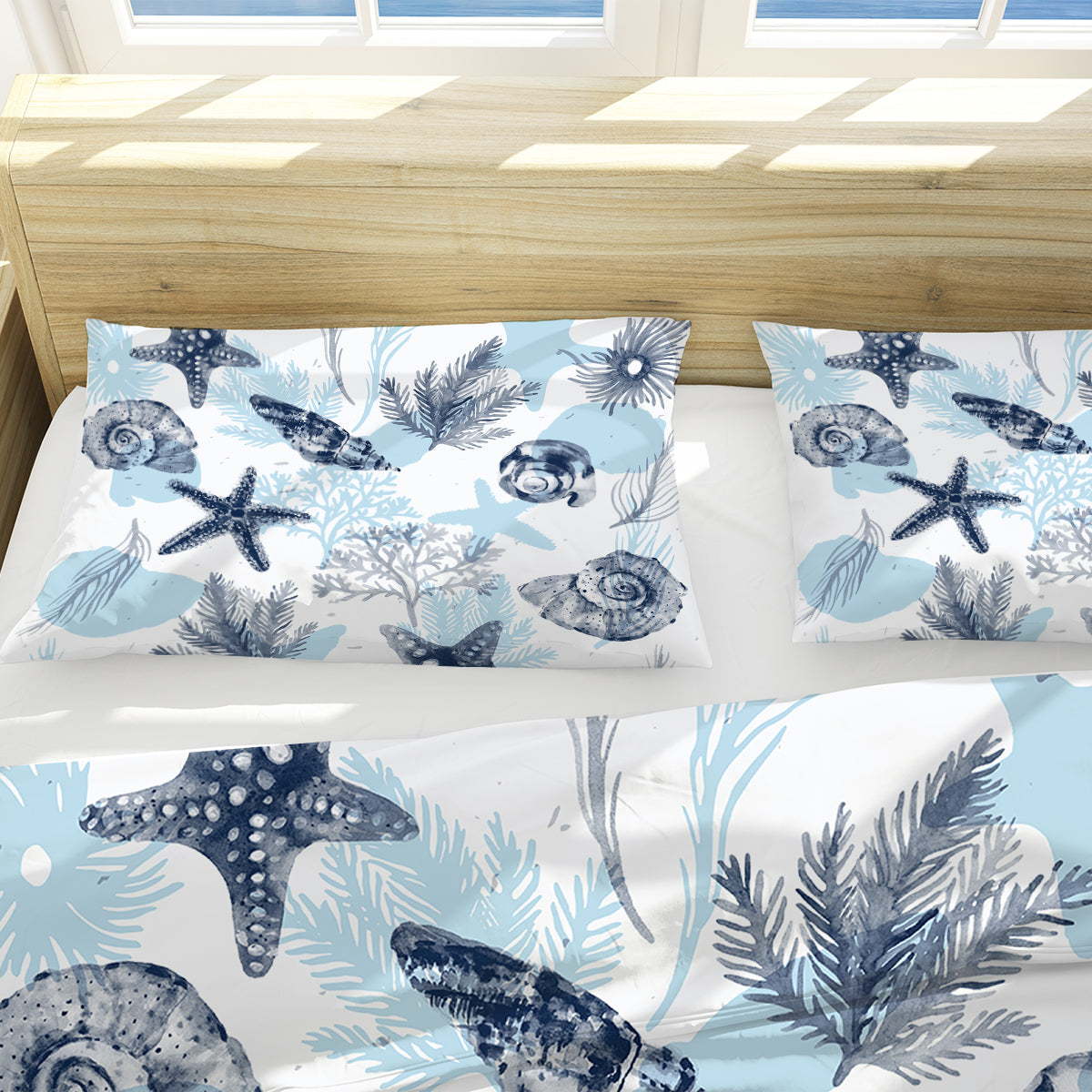 Ocean Blues Reversible Bedcover Set