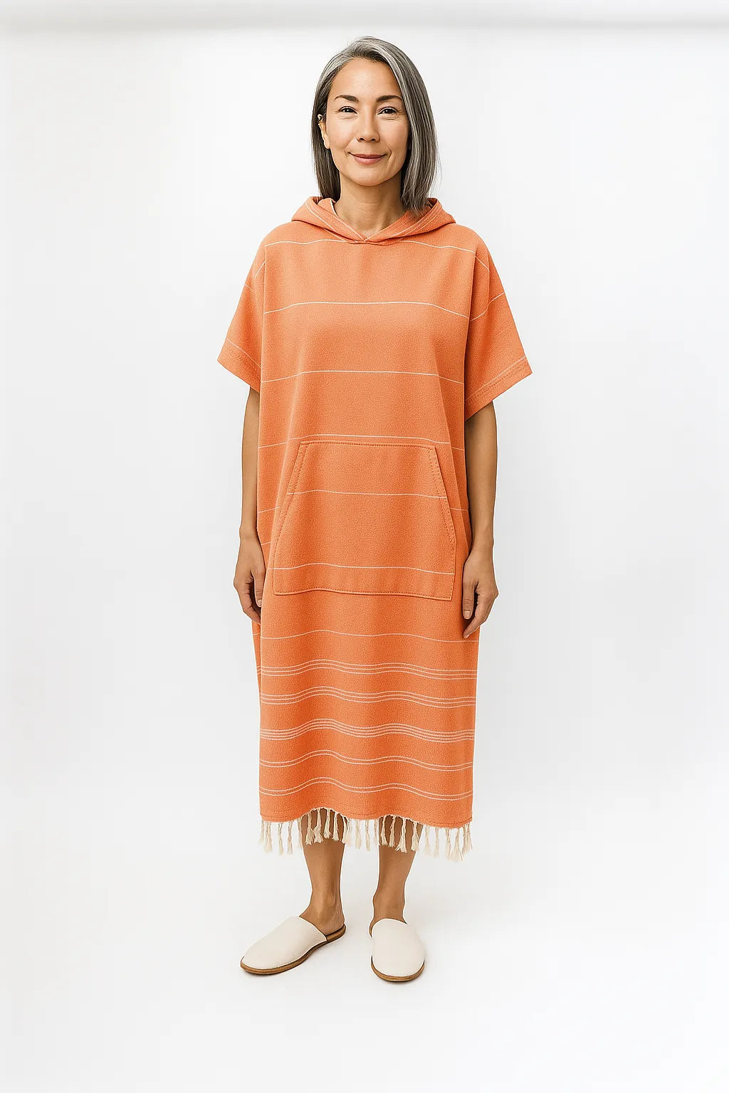 Orange Quick-Dry Poncho Hoodie