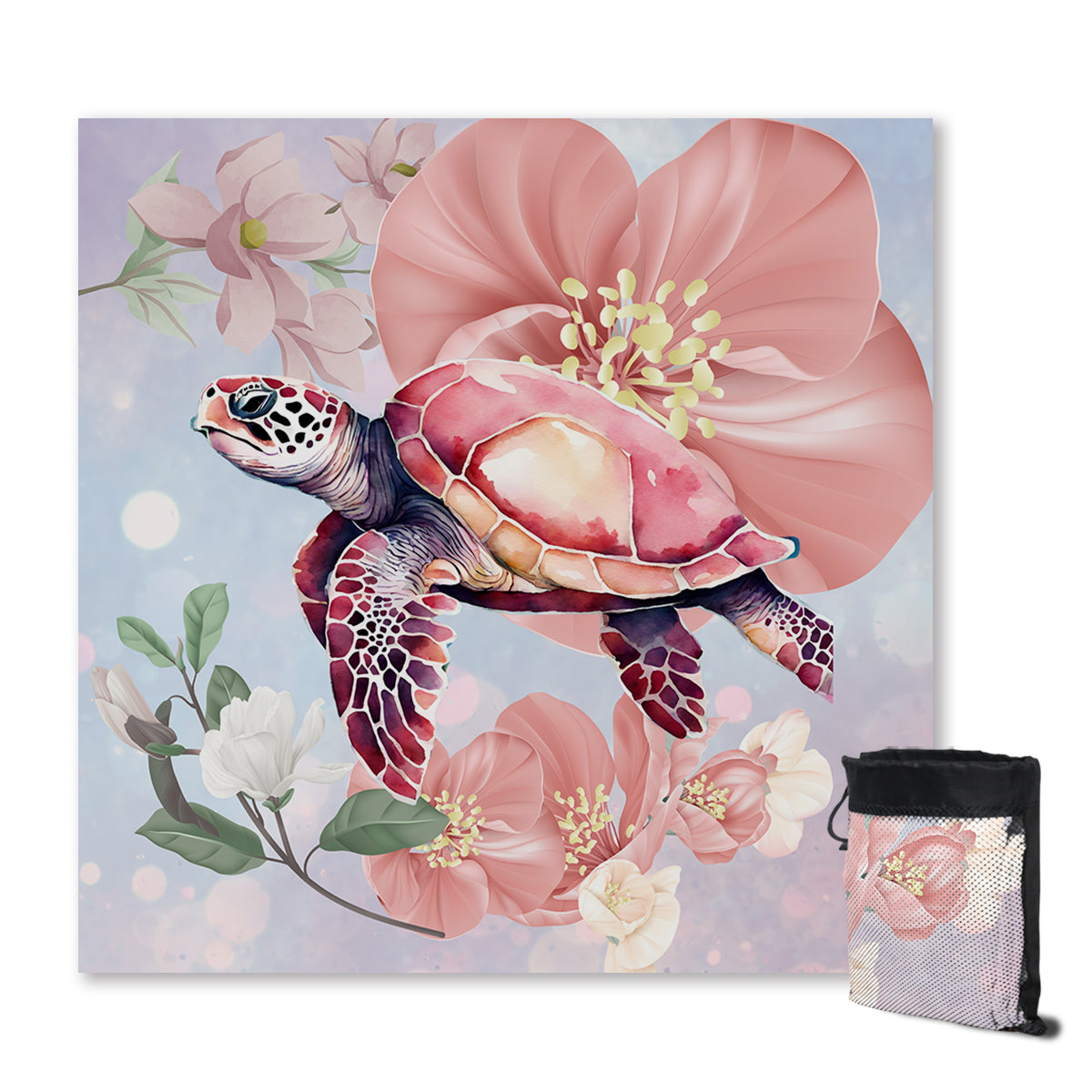 Sea Turtle Blossoms Sand Free Towel