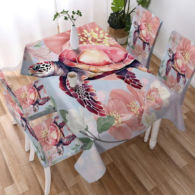 Sea Turtle Blossoms Chair Cover