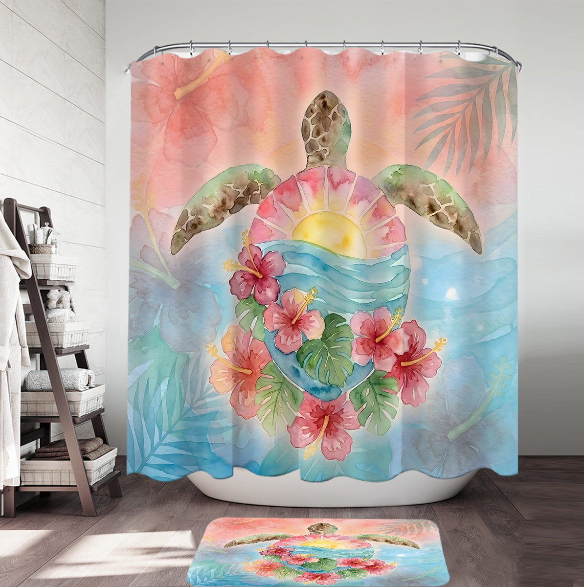 Sea Turtle Sunrise Shower Curtain