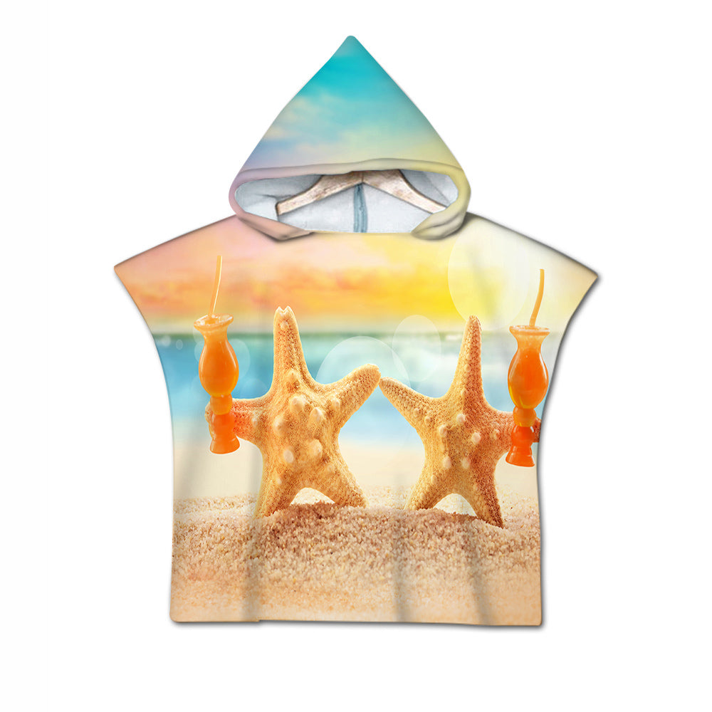 Starfish Friday Quick-Dry Hooded Poncho Towel
