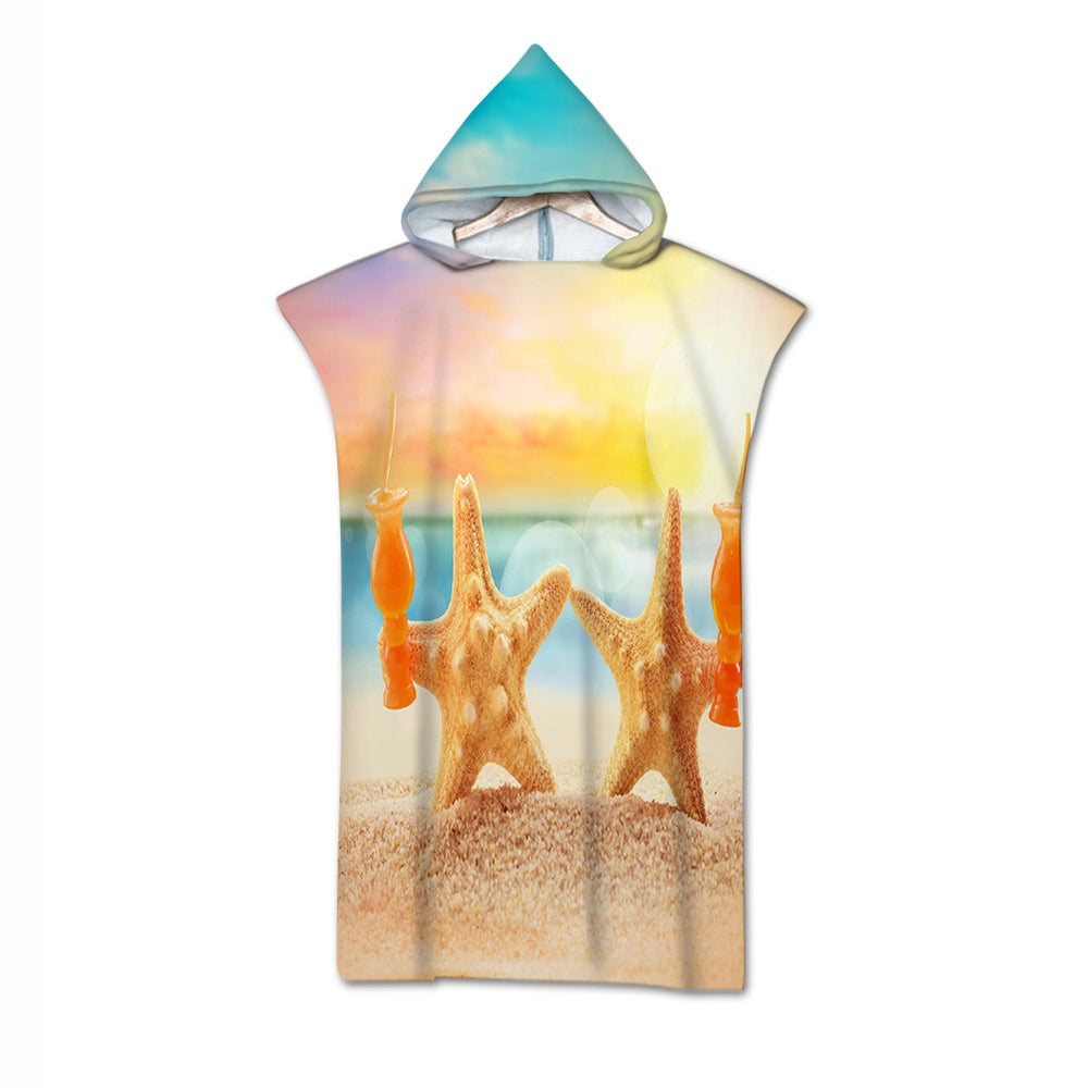 Starfish Friday Quick-Dry Hooded Poncho Towel
