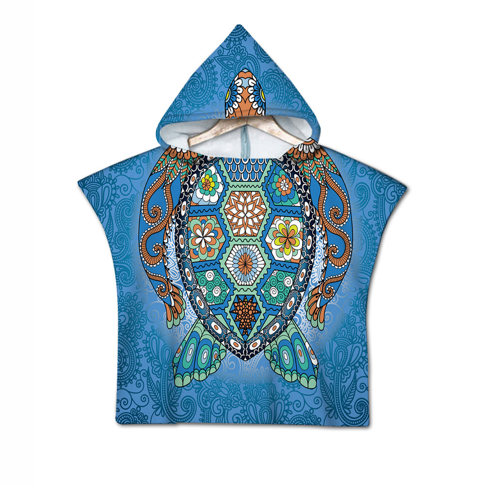 The Sea Turtle Totem Quick-Dry Hooded Poncho Towel
