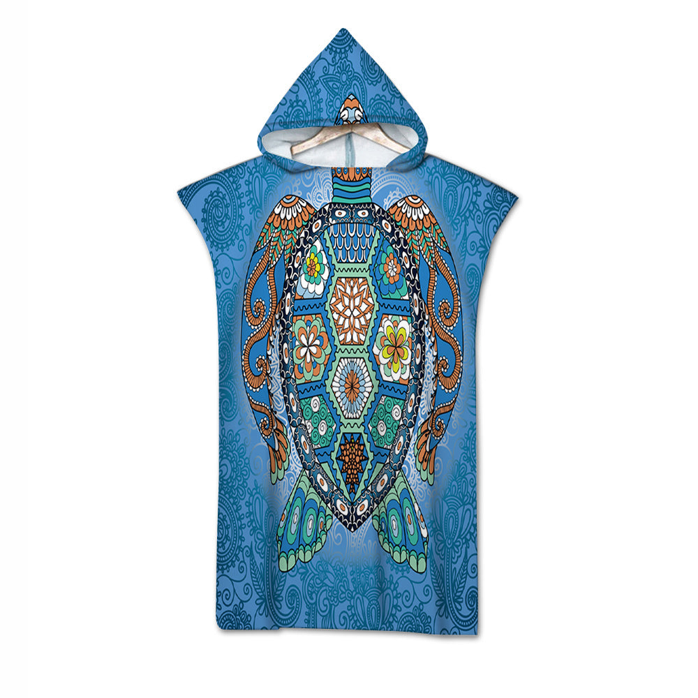 The Sea Turtle Totem Quick-Dry Hooded Poncho Towel