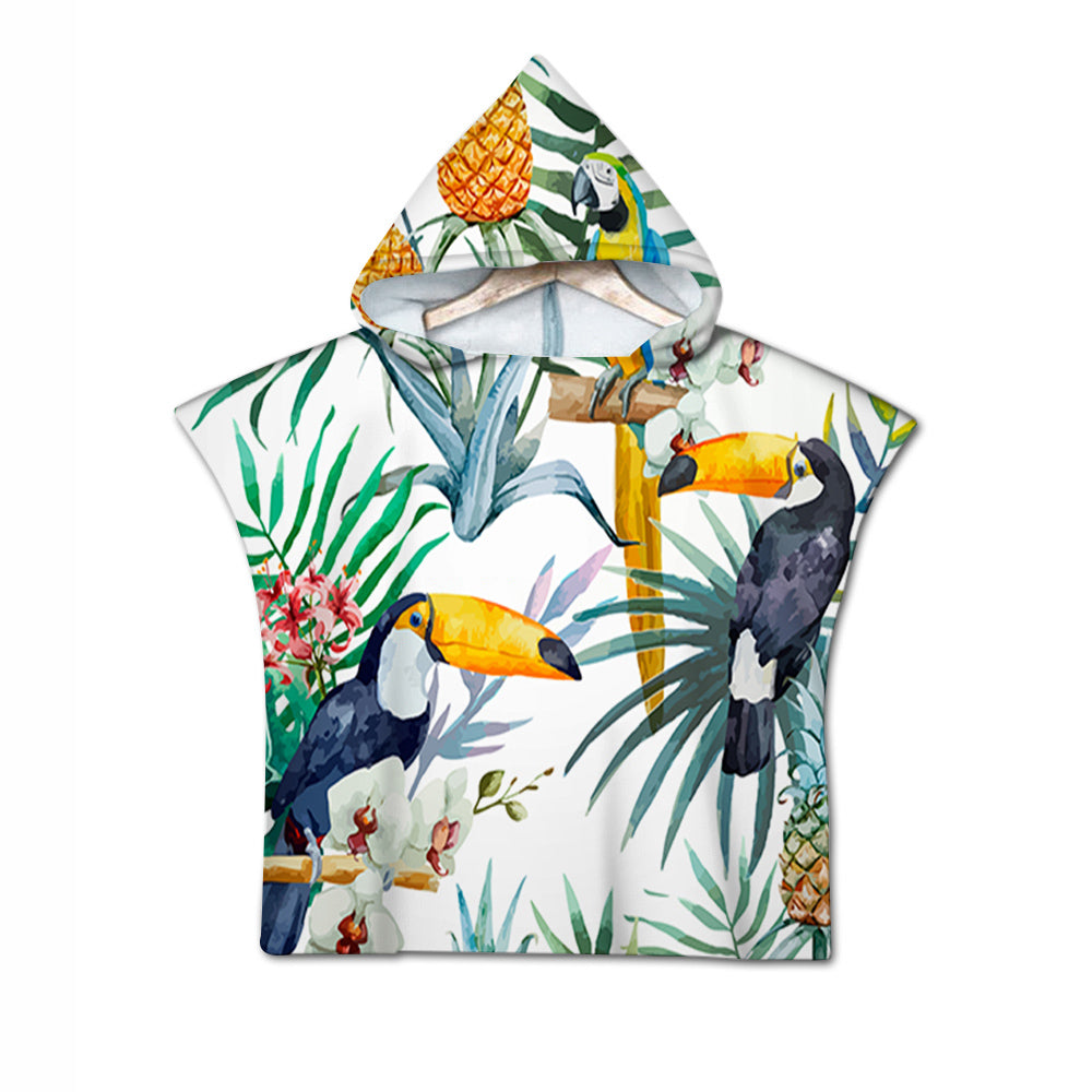 Tropical Toucans Quick-Dry Hooded Poncho Towel