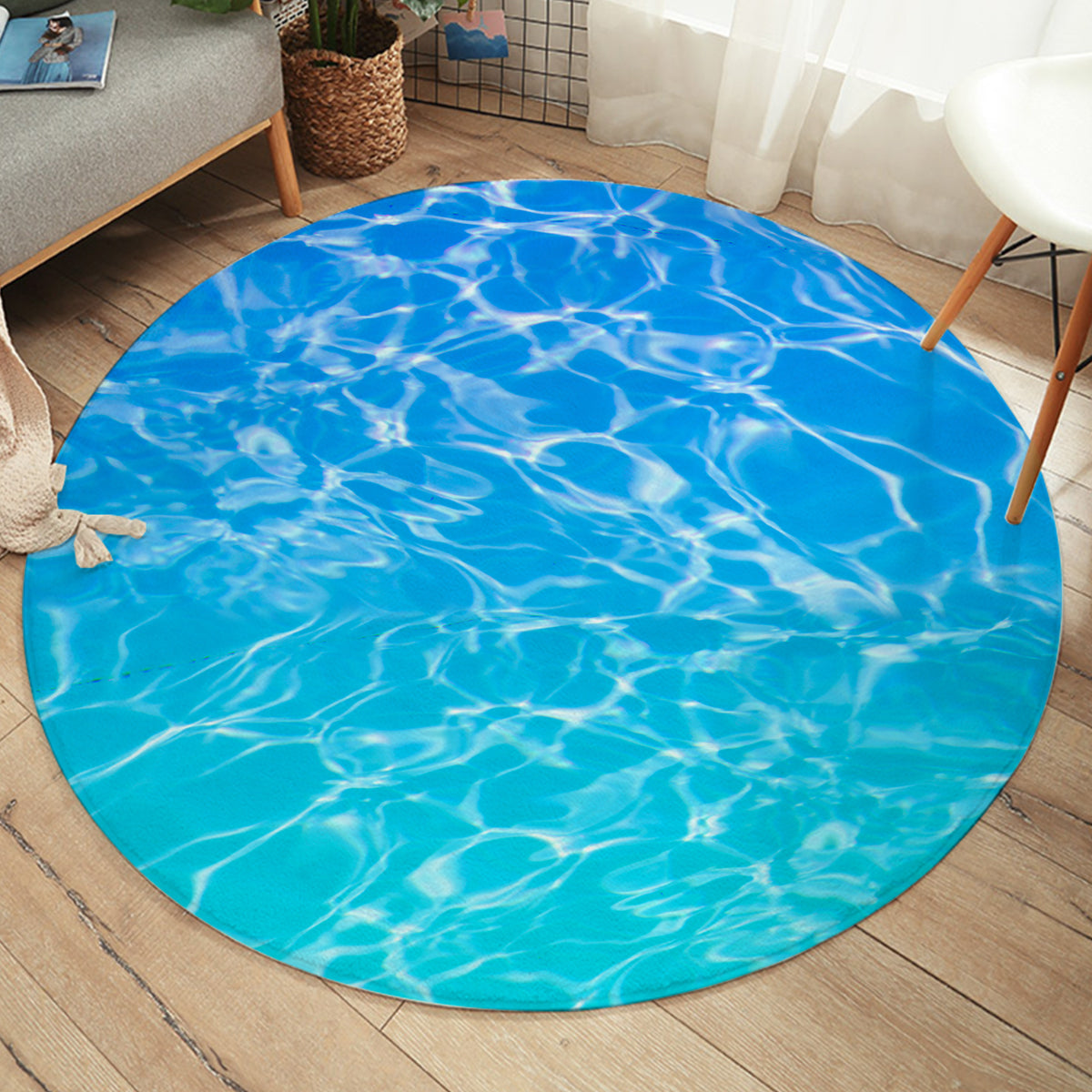 Turquoise Sea Round Area Rug