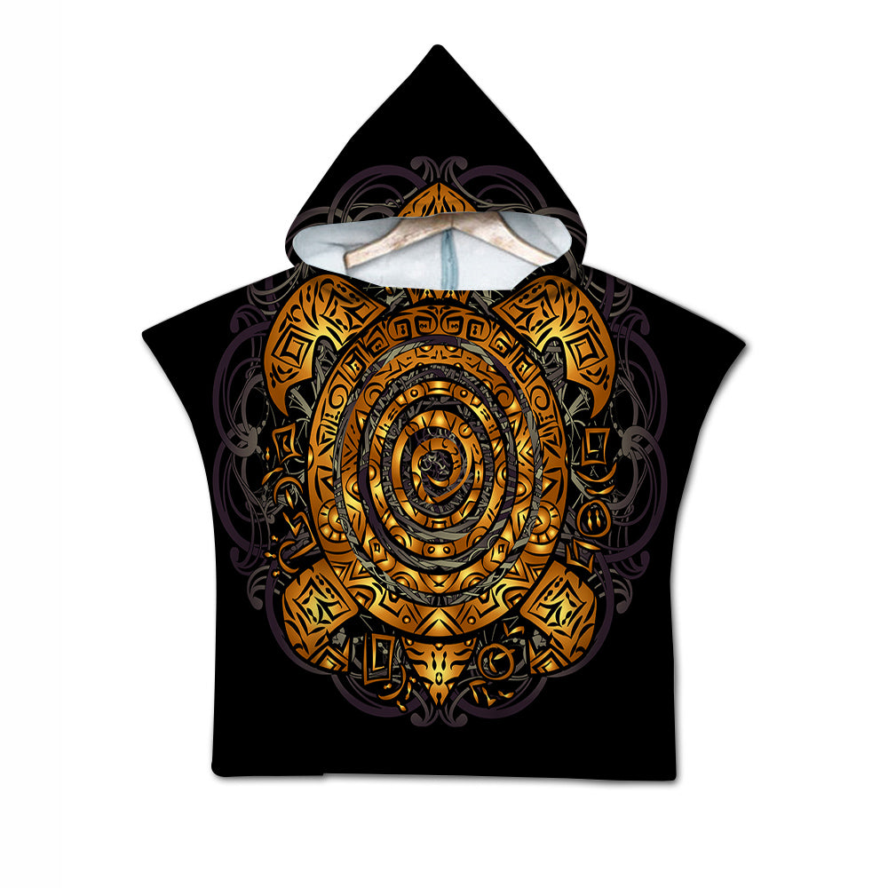 Turtle Maze Quick-Dry Hooded Poncho Towel