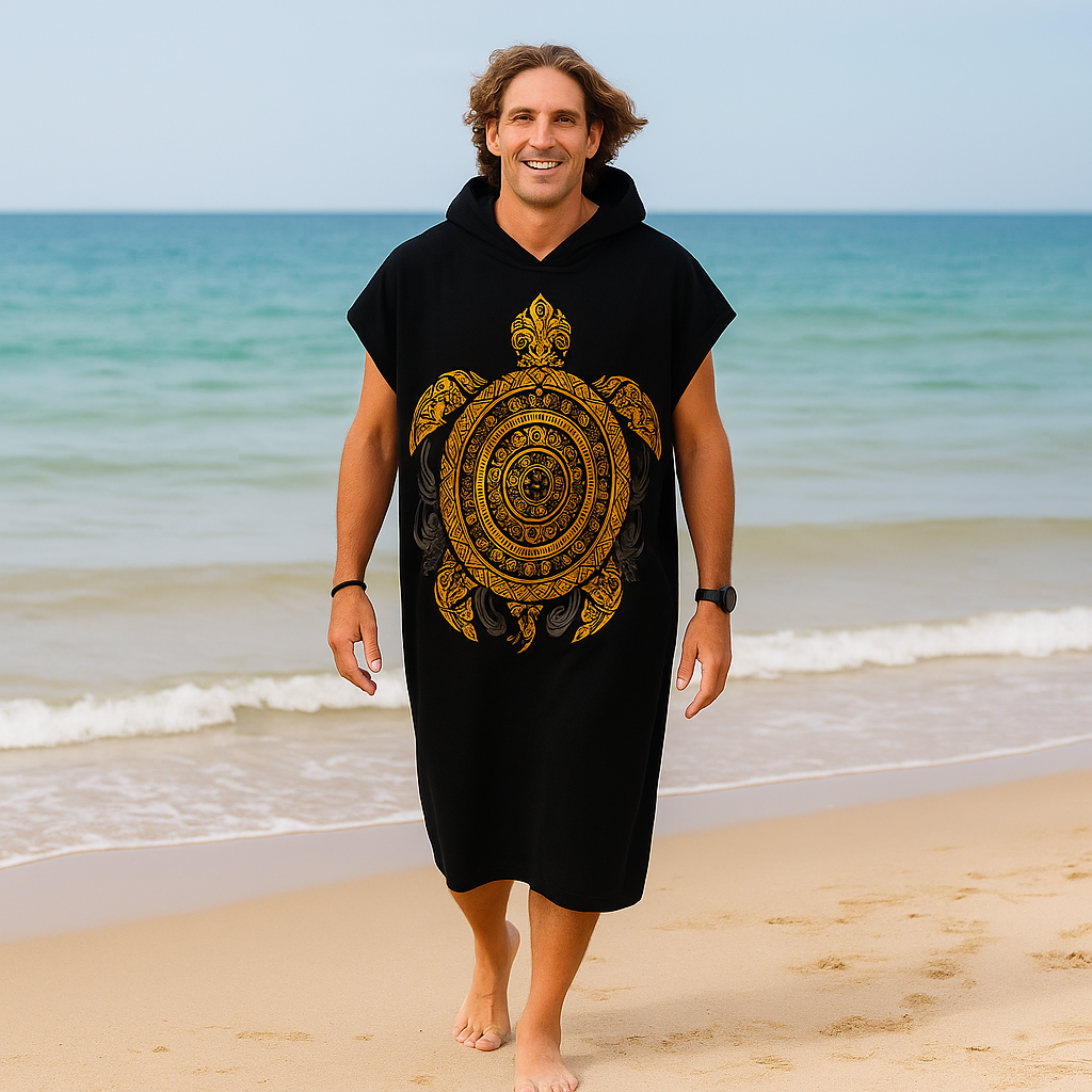 Turtle Maze Quick-Dry Hooded Poncho Towel