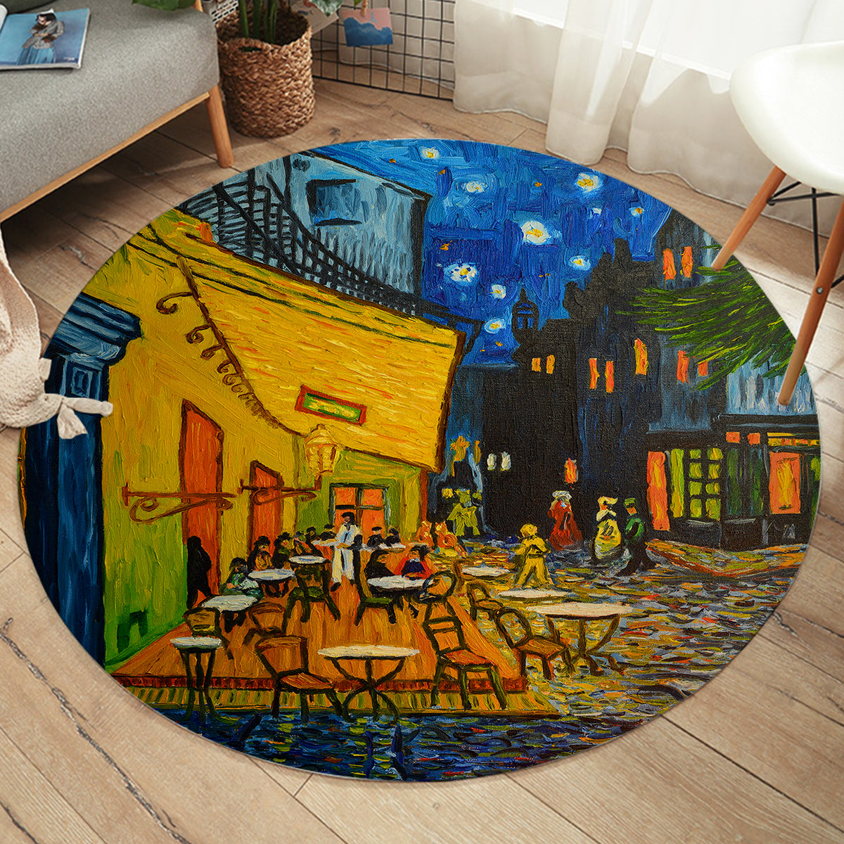 Van Gogh Cafe Terrace Round Area Rug