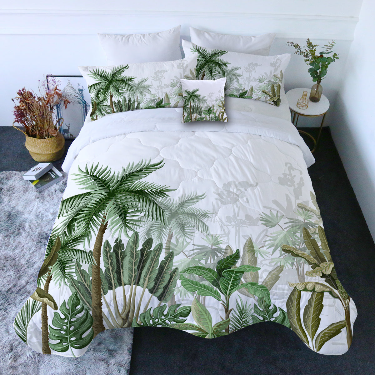Vintage Tropical Comforter with Shams and Pillow Cover