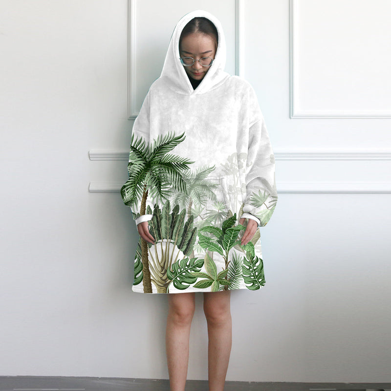 Vintage Tropical Wearable Blanket Hoodie