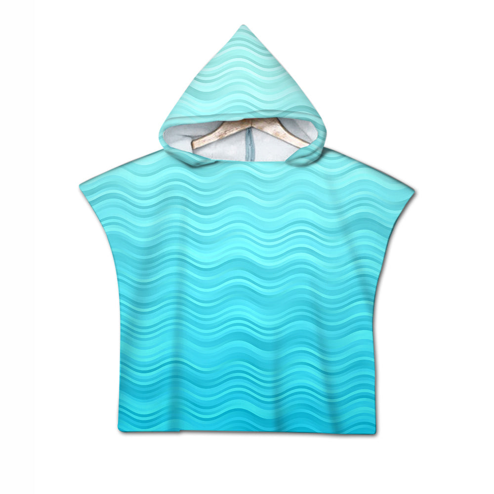 Waves of Blue Quick-Dry Hooded Poncho Towel