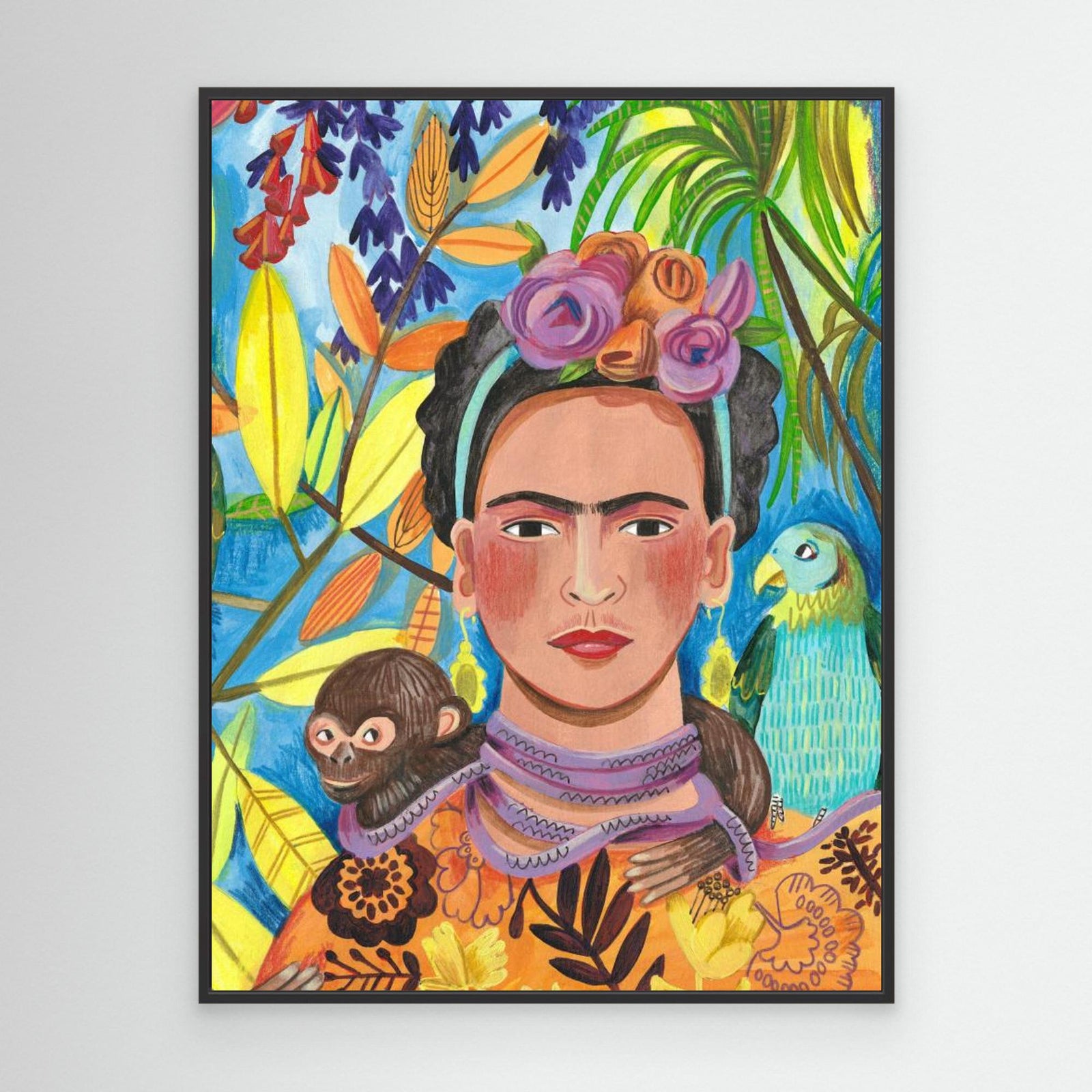Canvas Print - Frida and her Parrots by Caroline Bonne Müller