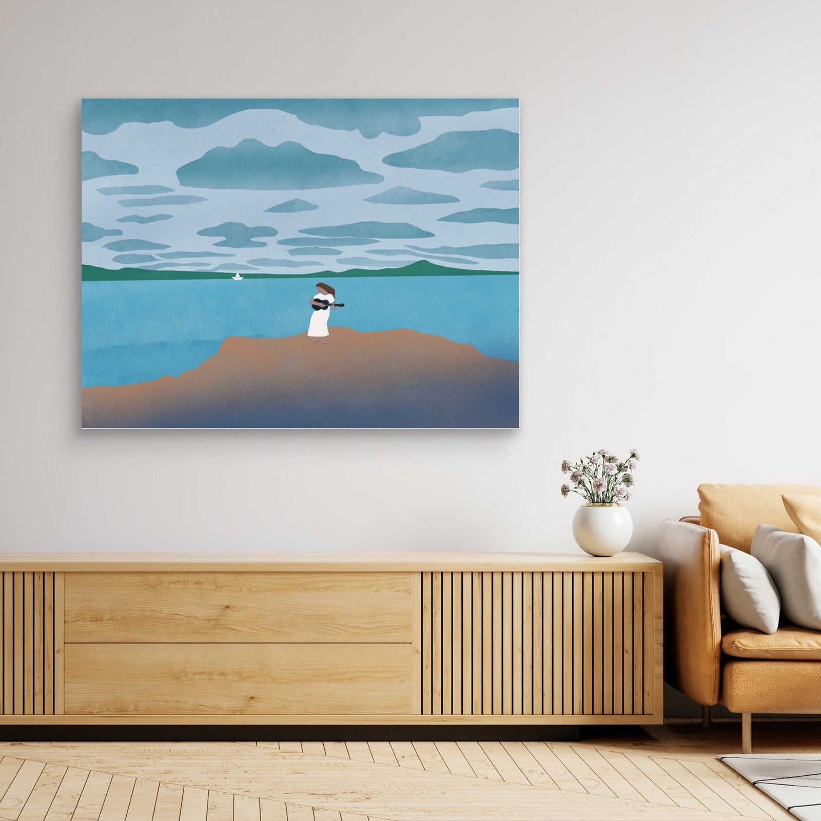 Canvas Print - Sailing with my Guitar by Little Dean