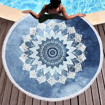 Bali Blue Surf Round Beach Towel