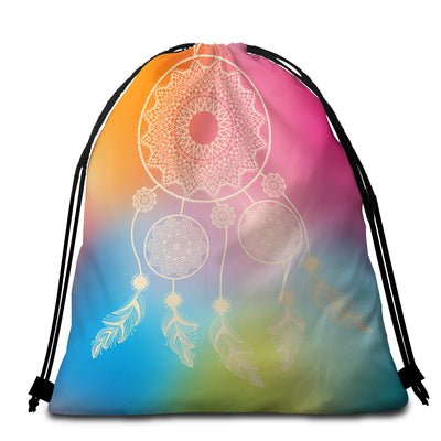 Rainbow Dreaming Round Beach Towel