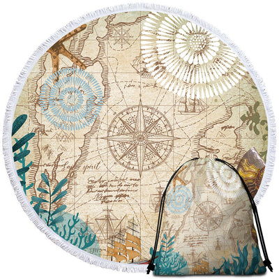 Nautical Chart Round Beach Towel