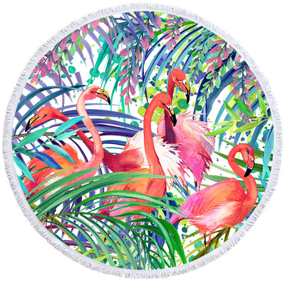 Flamingo Passion Round Beach Towel