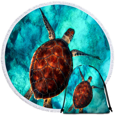 Sea Turtle Vibes Round Beach Towel