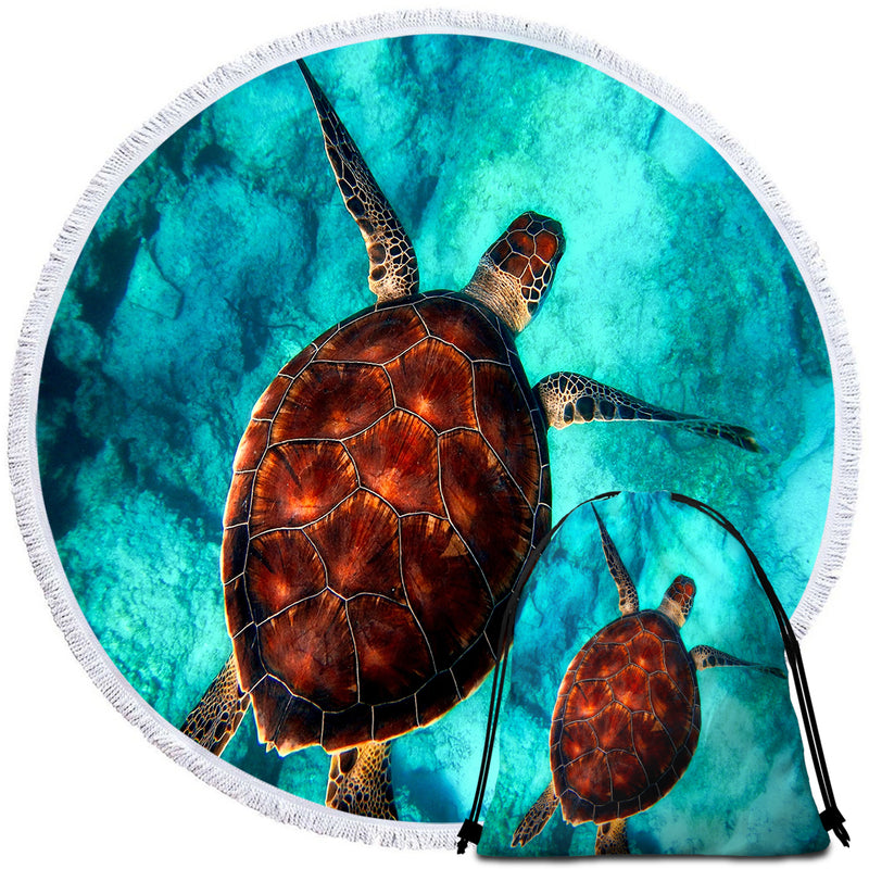 Sea Turtle Vibes Round Beach Towel