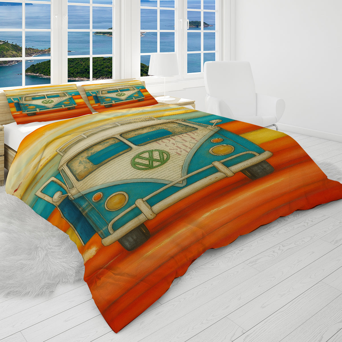 Vee Dub Sunset Reversible Bed Cover Set