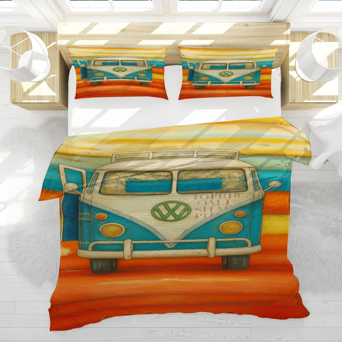 Vee Dub Sunset Reversible Bed Cover Set