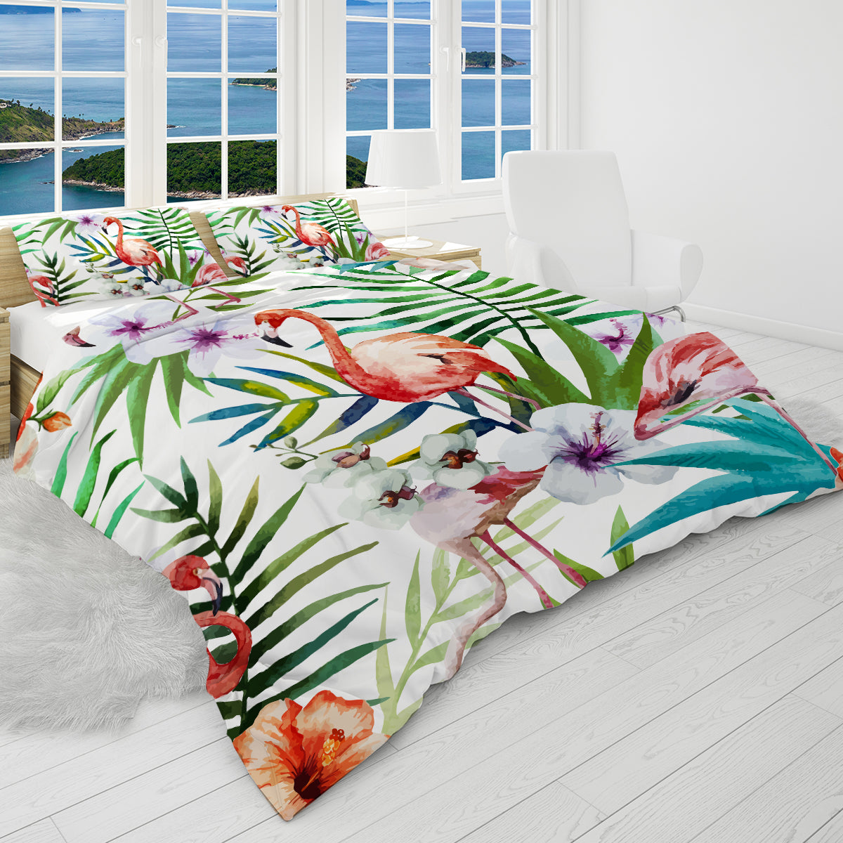 Flamingo Tropics Reversible Bedcover Set