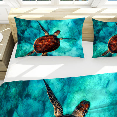 Sea Turtle Vibes Reversible Bedcover Set