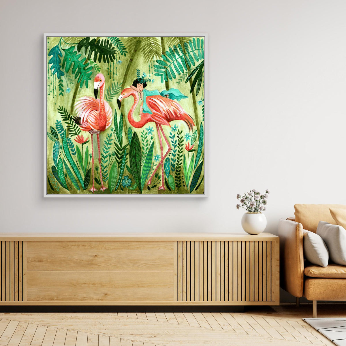 Canvas Print - Flamingo Jungle by Caroline Bonne Müller