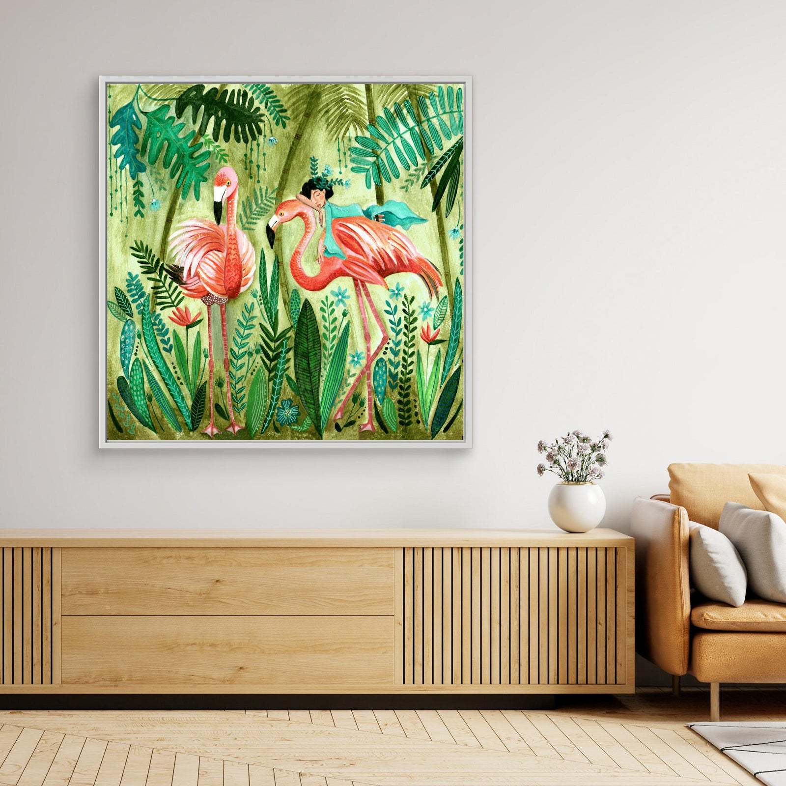 Canvas Print - Flamingo Jungle by Caroline Bonne Müller