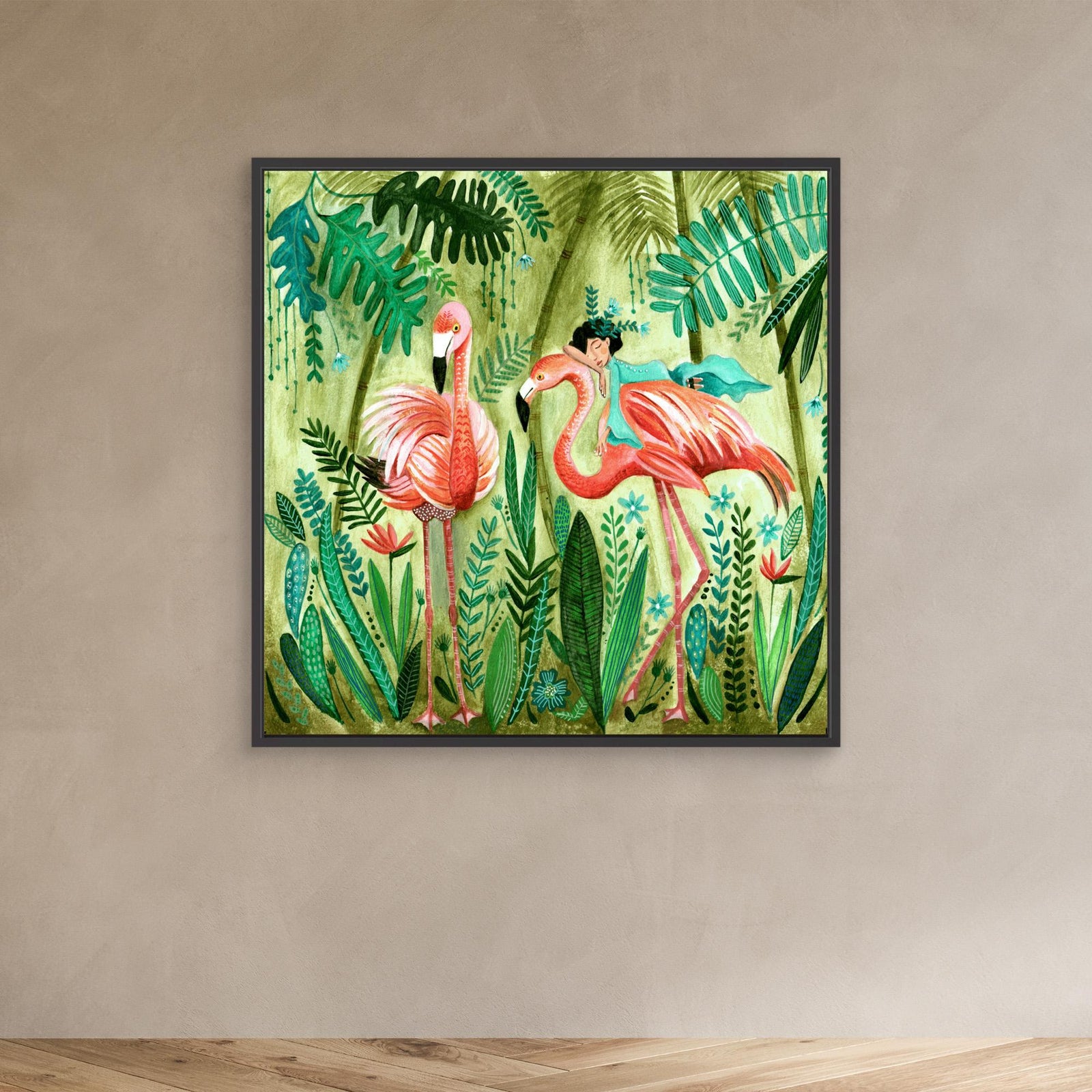 Canvas Print - Flamingo Jungle by Caroline Bonne Müller