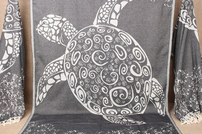 The Original Black Turkish Turtle Beach Towel