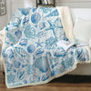 Blue Seashells Bedspread Blanket